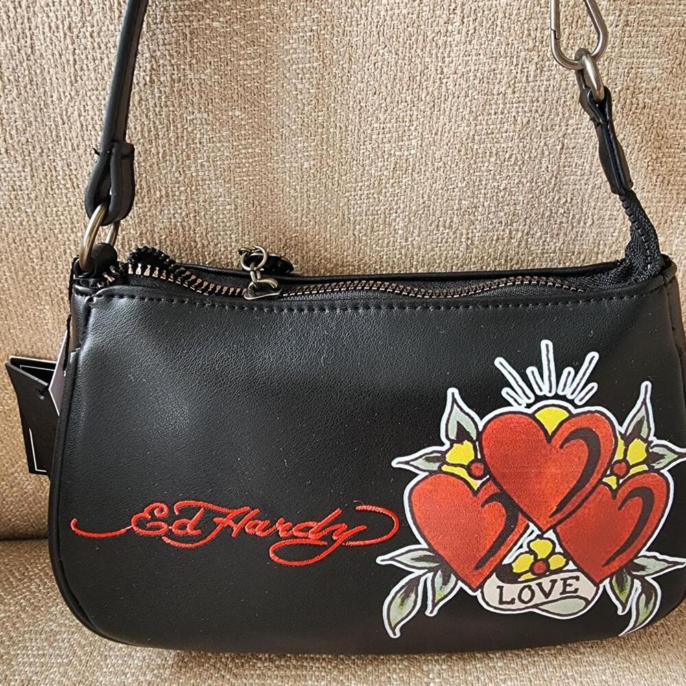 NWT: Ed Hardy Y2K Tattoo Heart Shoulder Bag 🖤❤️